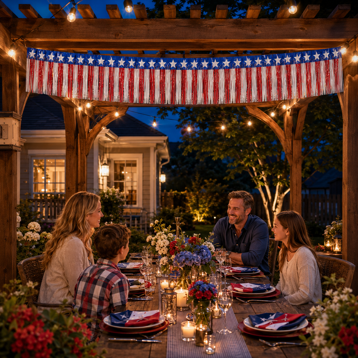 2-Pack Patriotic Red, White & Blue Fringe Banner