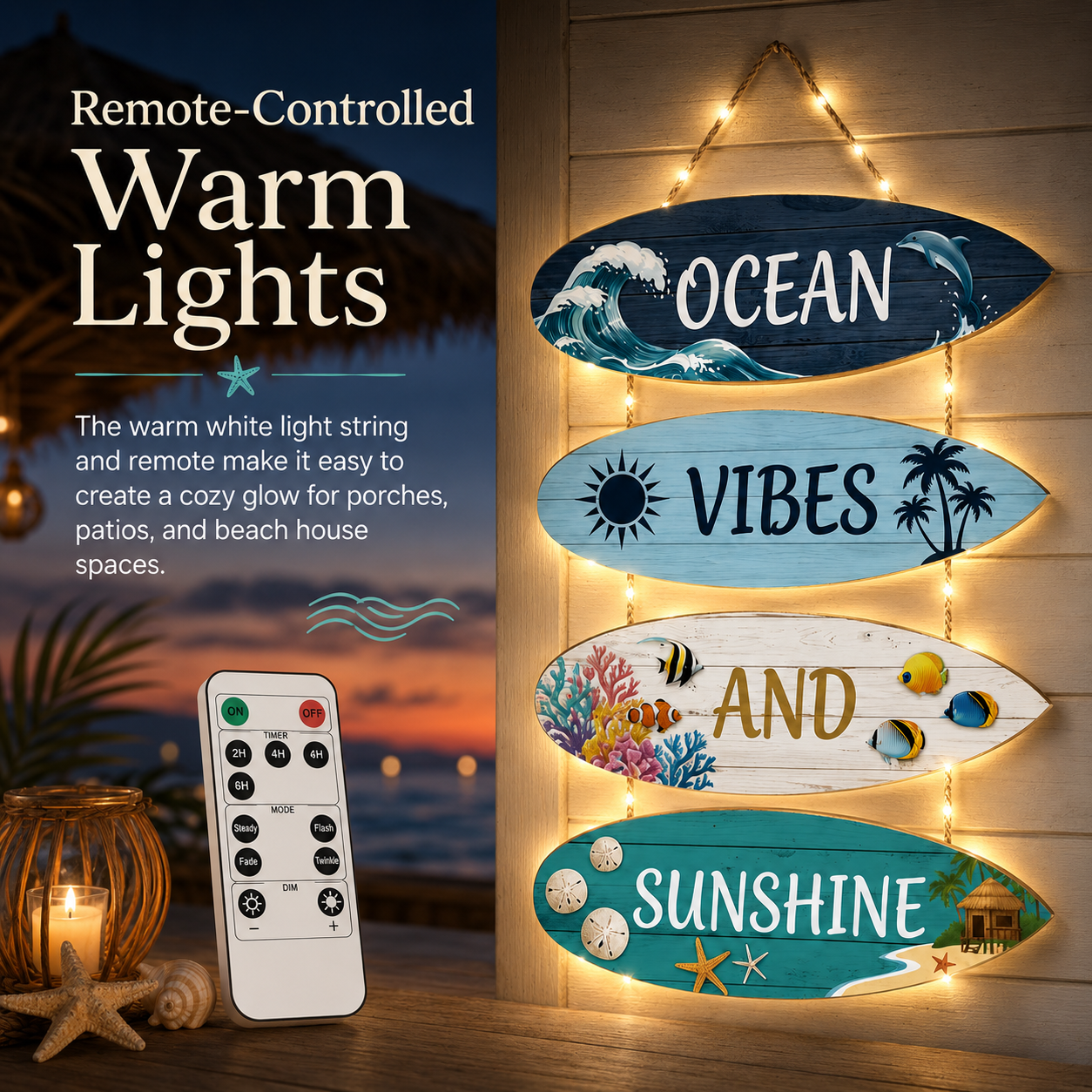 Ocean Vibes and Sunshine Surfboard Hanging