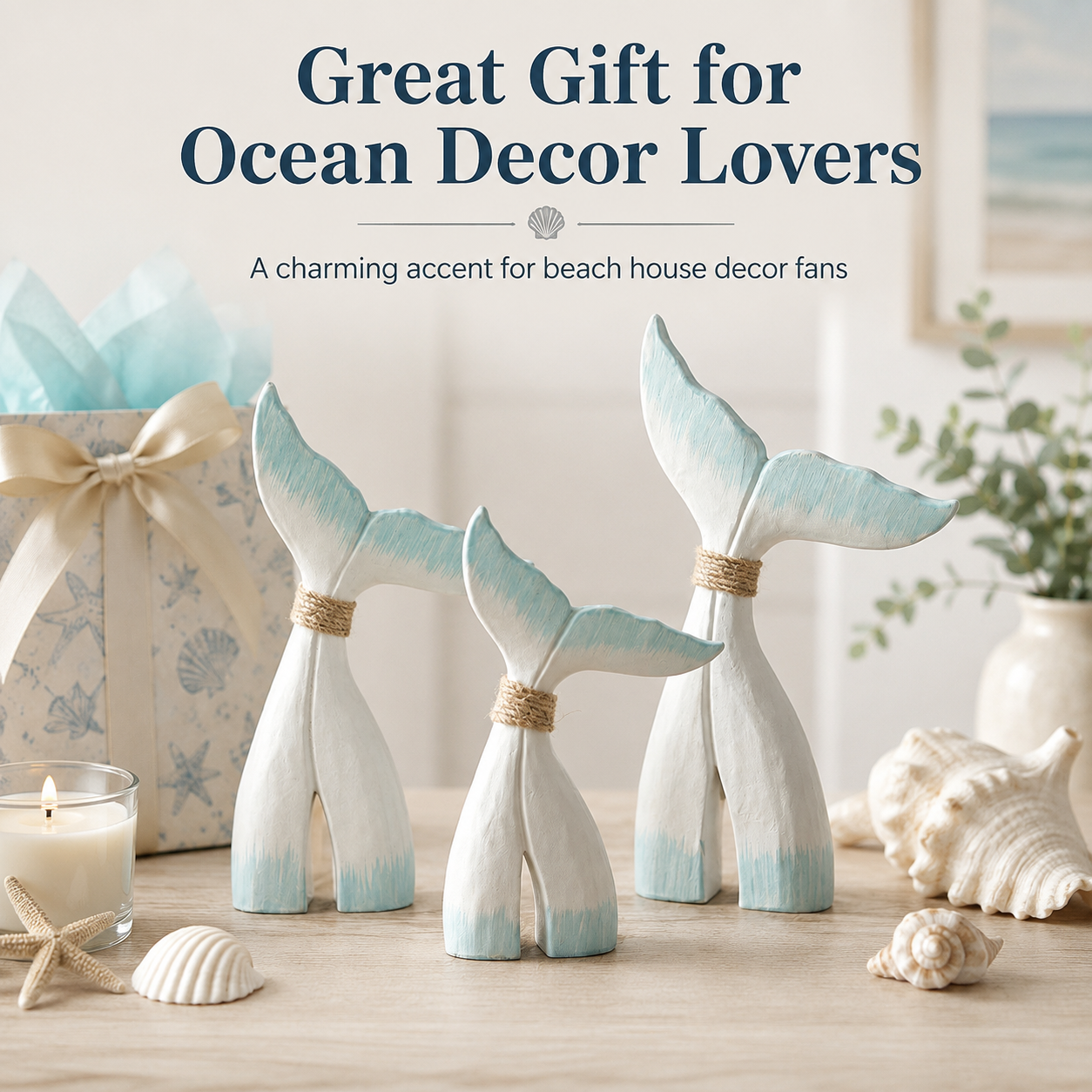 Coastal Fish Tail Table Decor Set of 3