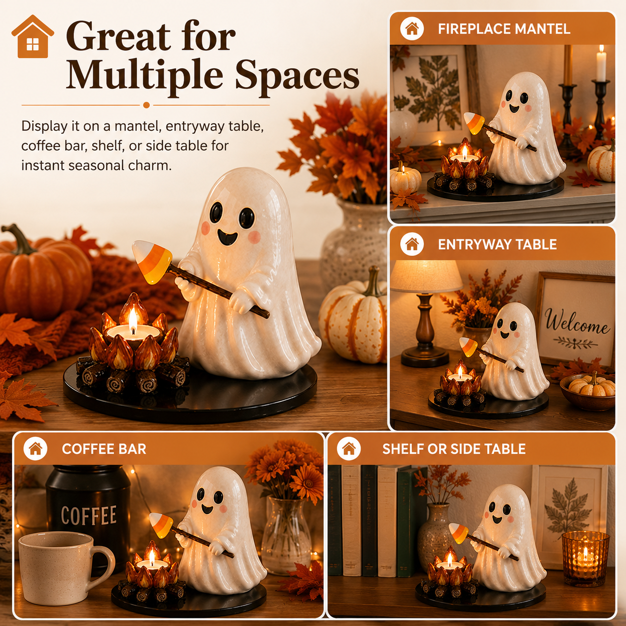 Cute Ghost Campfire Tealight Holder