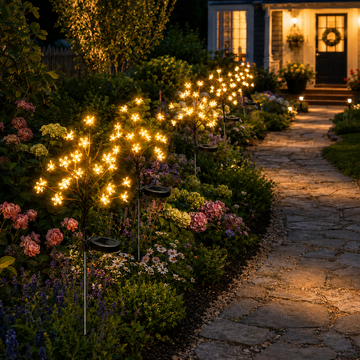 2-Pack Solar Flower LED Lights – 40-LED Outdoor Garden Decor for Patio, Yard & Pathway