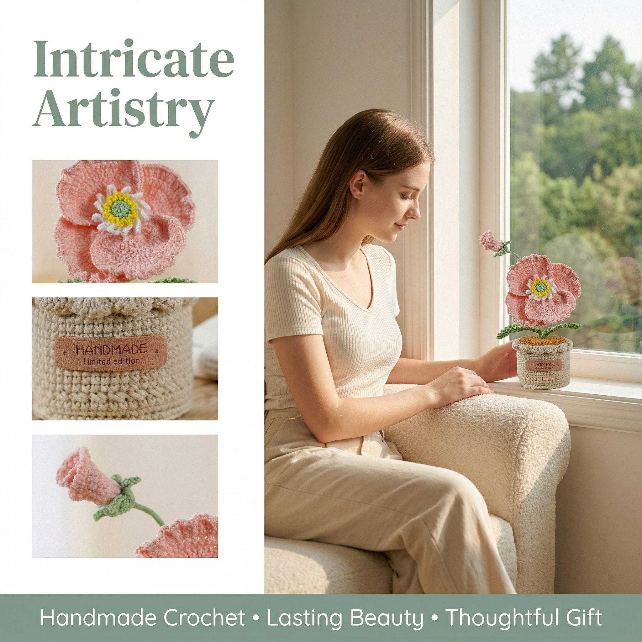 Handmade Crochet Forever Flower Pot