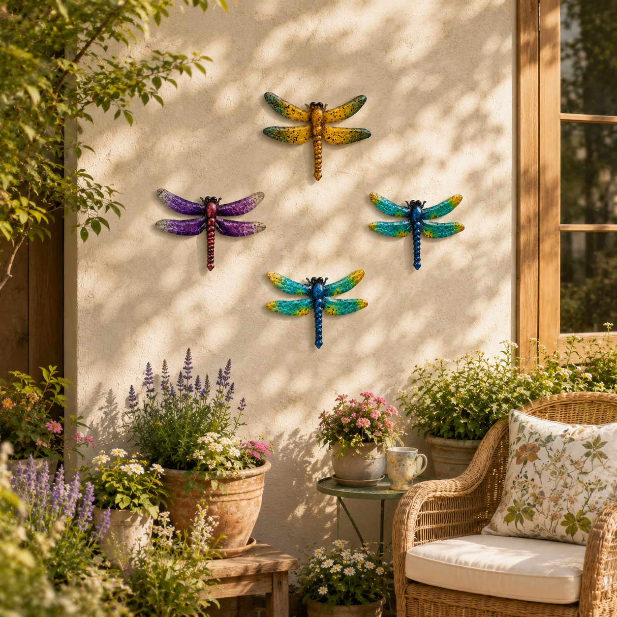 Colorful Metal Dragonfly Wall Decor Set of 3