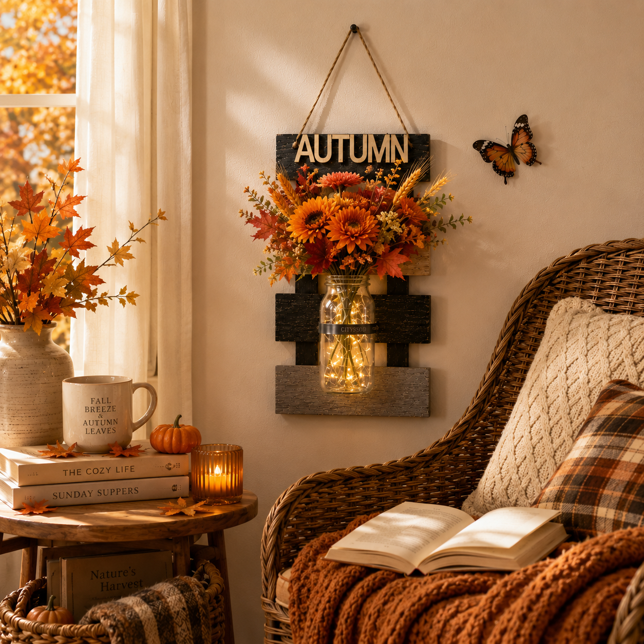 Rustic Farmhouse Wall Vase with LED Lights