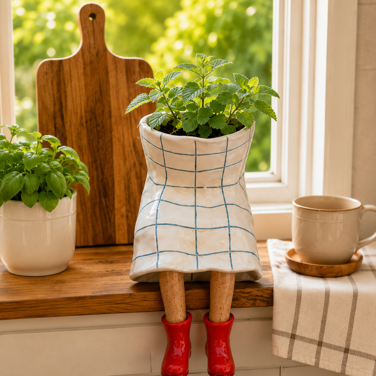 Whimsical Sitting Planter Pot