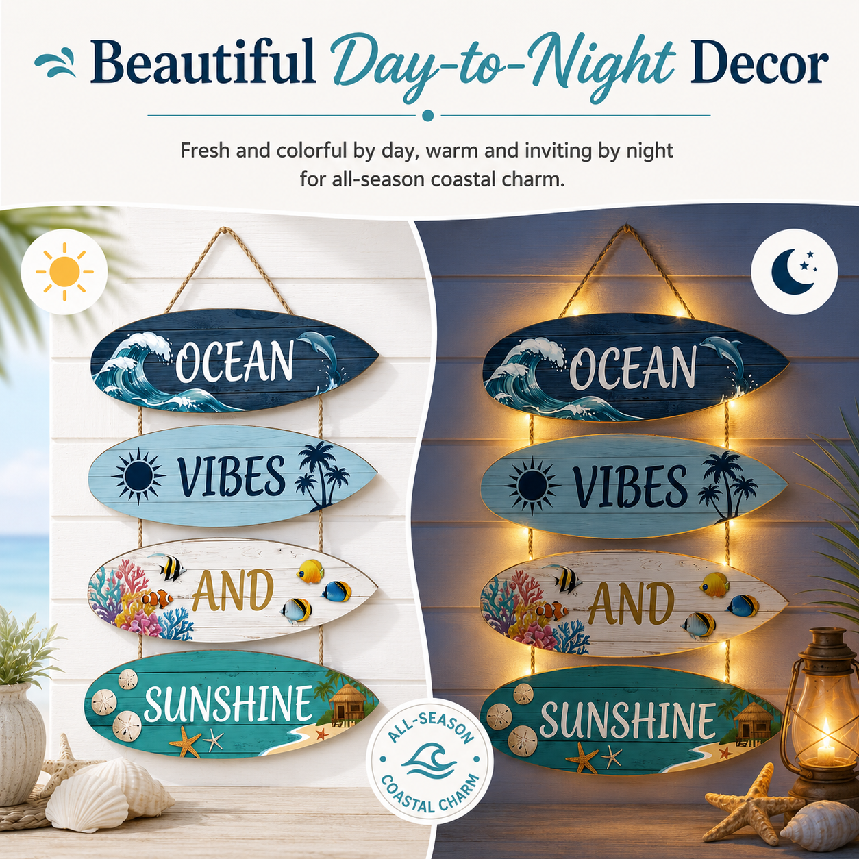 Ocean Vibes and Sunshine Surfboard Hanging