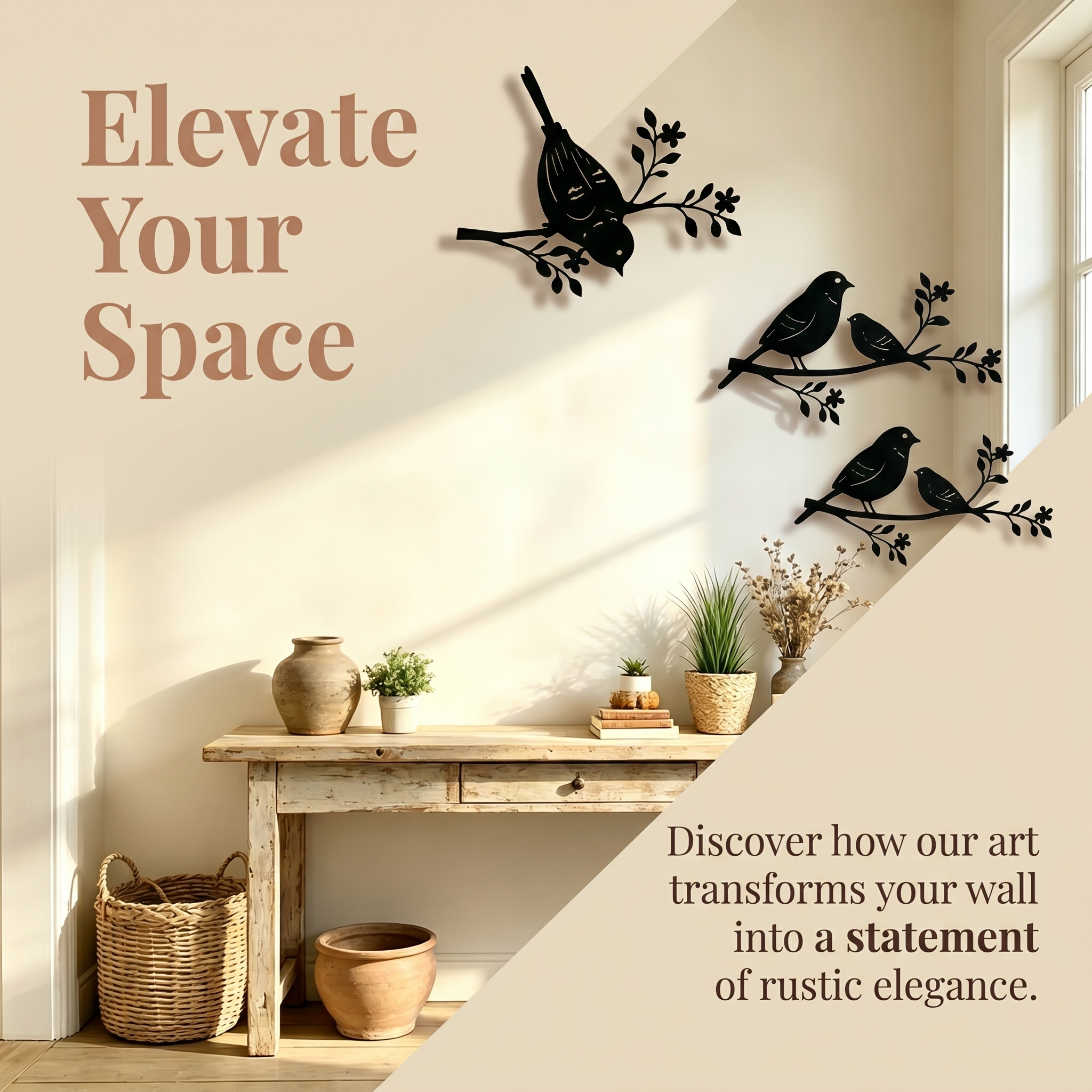3-Piece Metal Bird Wall Art Decor