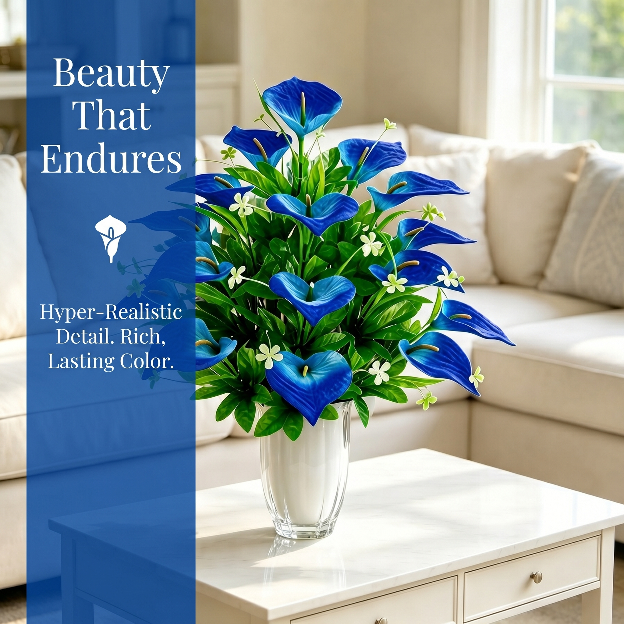2-Bundle 36-Head Realistic Blue Calla Lily Bouquet