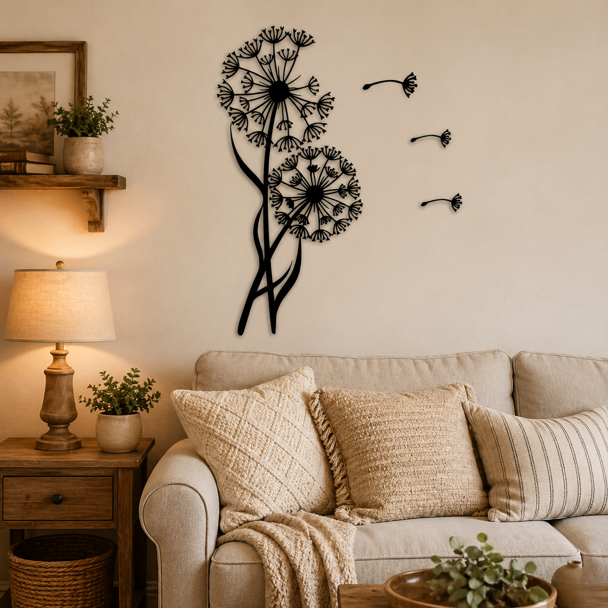 Black Metal Dandelion Wall Art Decor