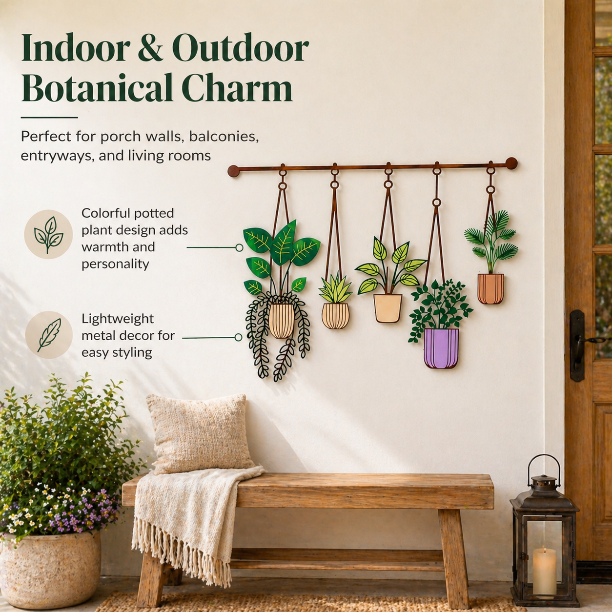 1-Piece Large Metal Hanging Plant Wall Decor