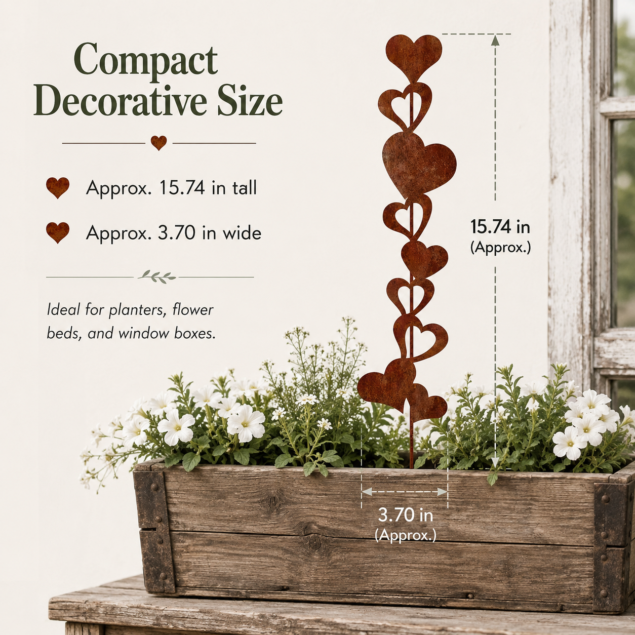 Rustic Heart Metal Garden Stake Decor