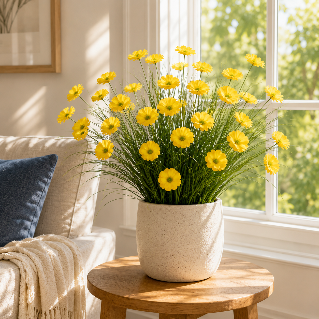 23.6 in Yellow Faux Flower Grass Bundle