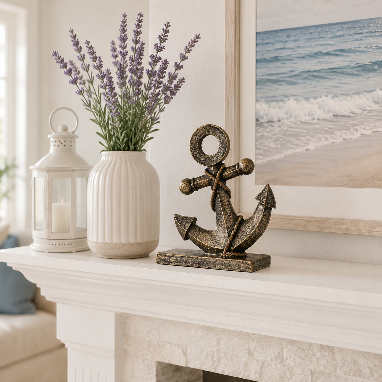 Freestanding Nautical Anchor Decor, Antique Bronze Coastal Tabletop & Garden Accent