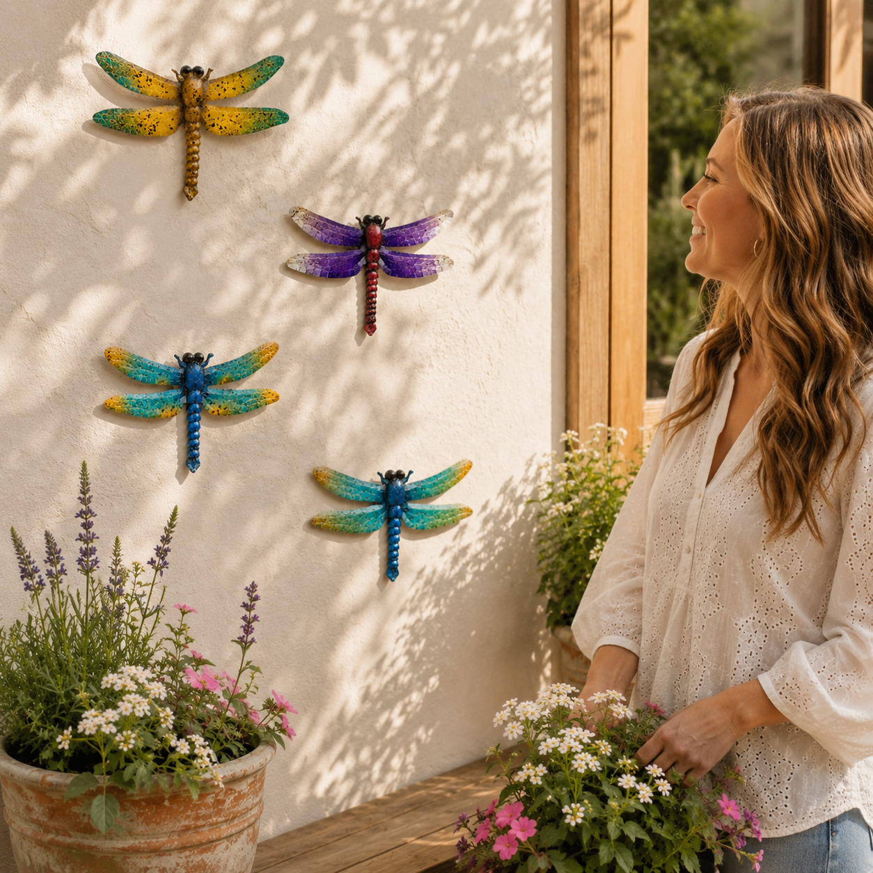 Colorful Metal Dragonfly Wall Decor Set of 3