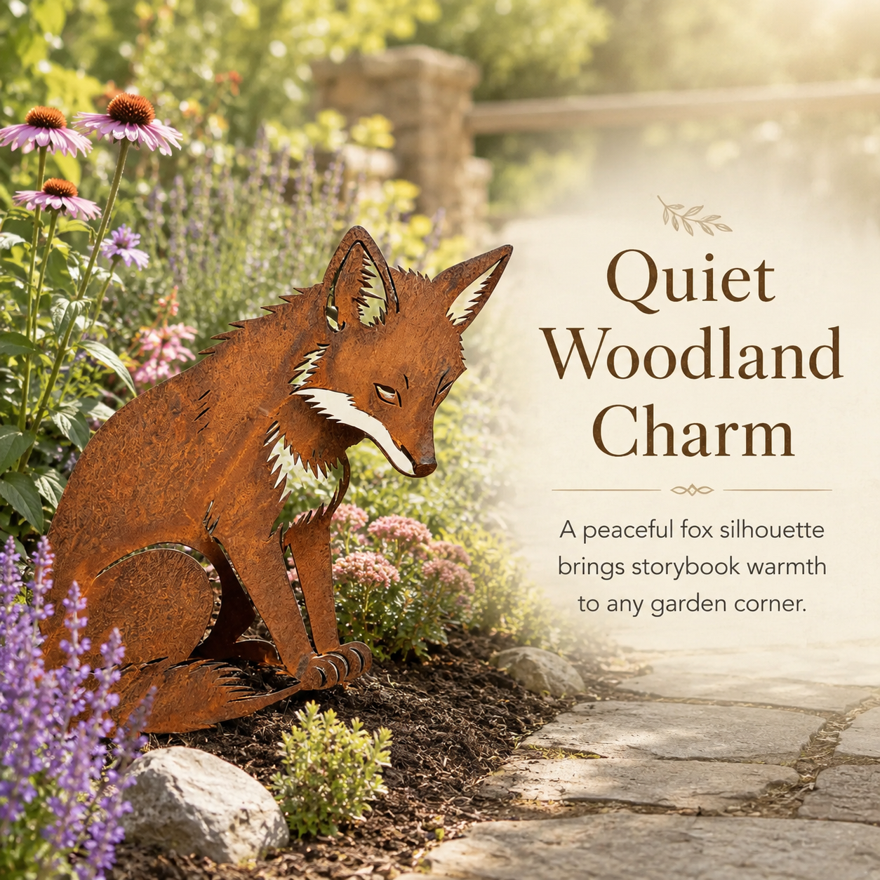 Rustic Metal Fox Garden Sculpture
