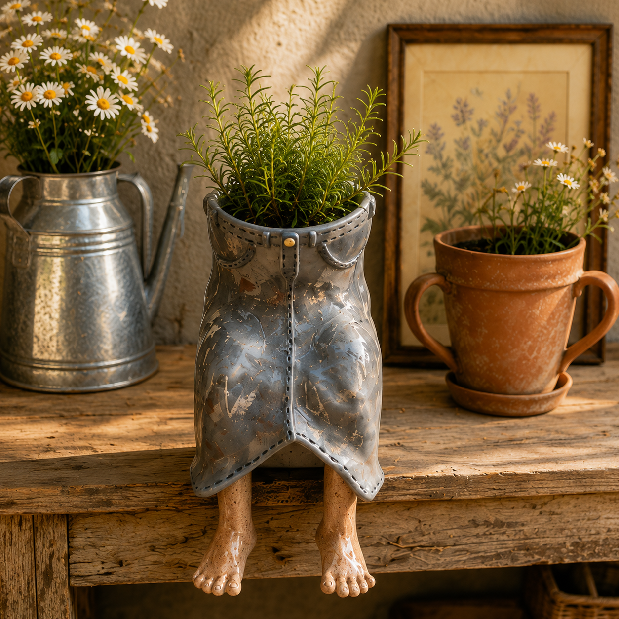 Whimsical Sitting Planter Pot