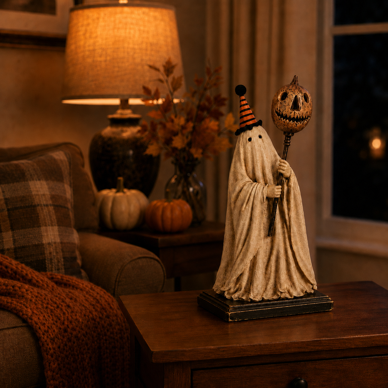 Halloween Ghost Figurine with Remote Control Light