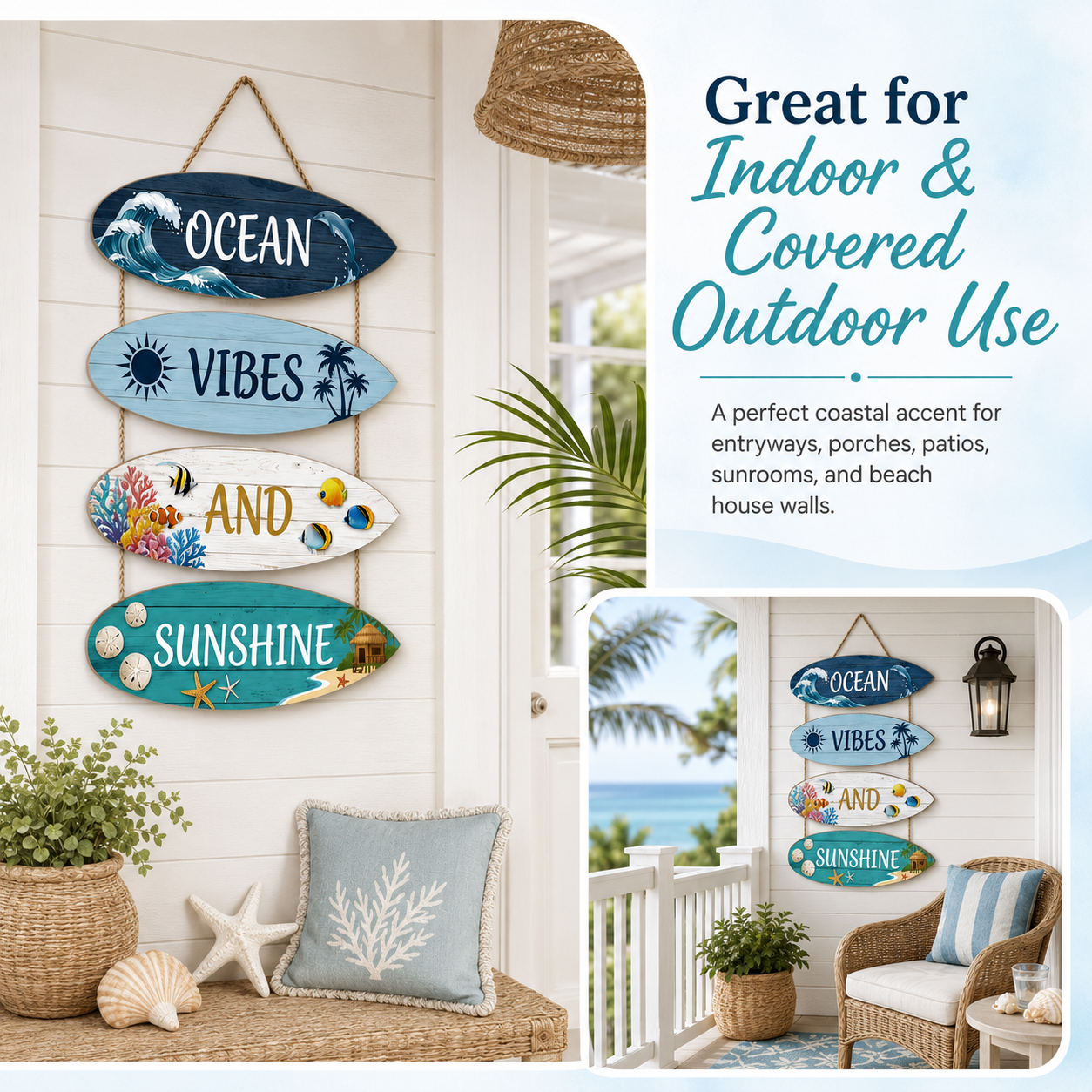 Ocean Vibes and Sunshine Surfboard Hanging