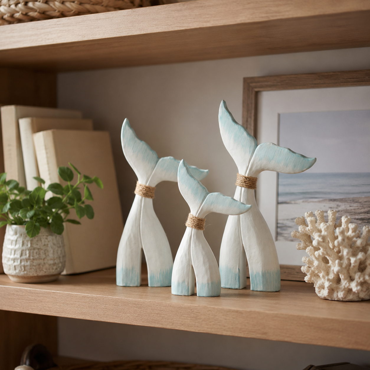 Coastal Fish Tail Table Decor Set of 3