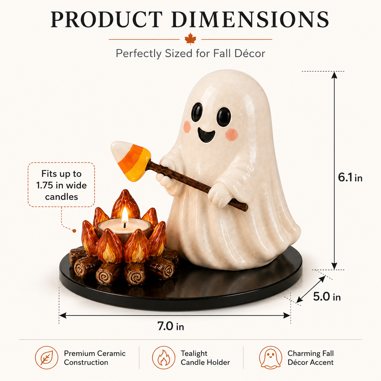 Cute Ghost Campfire Tealight Holder