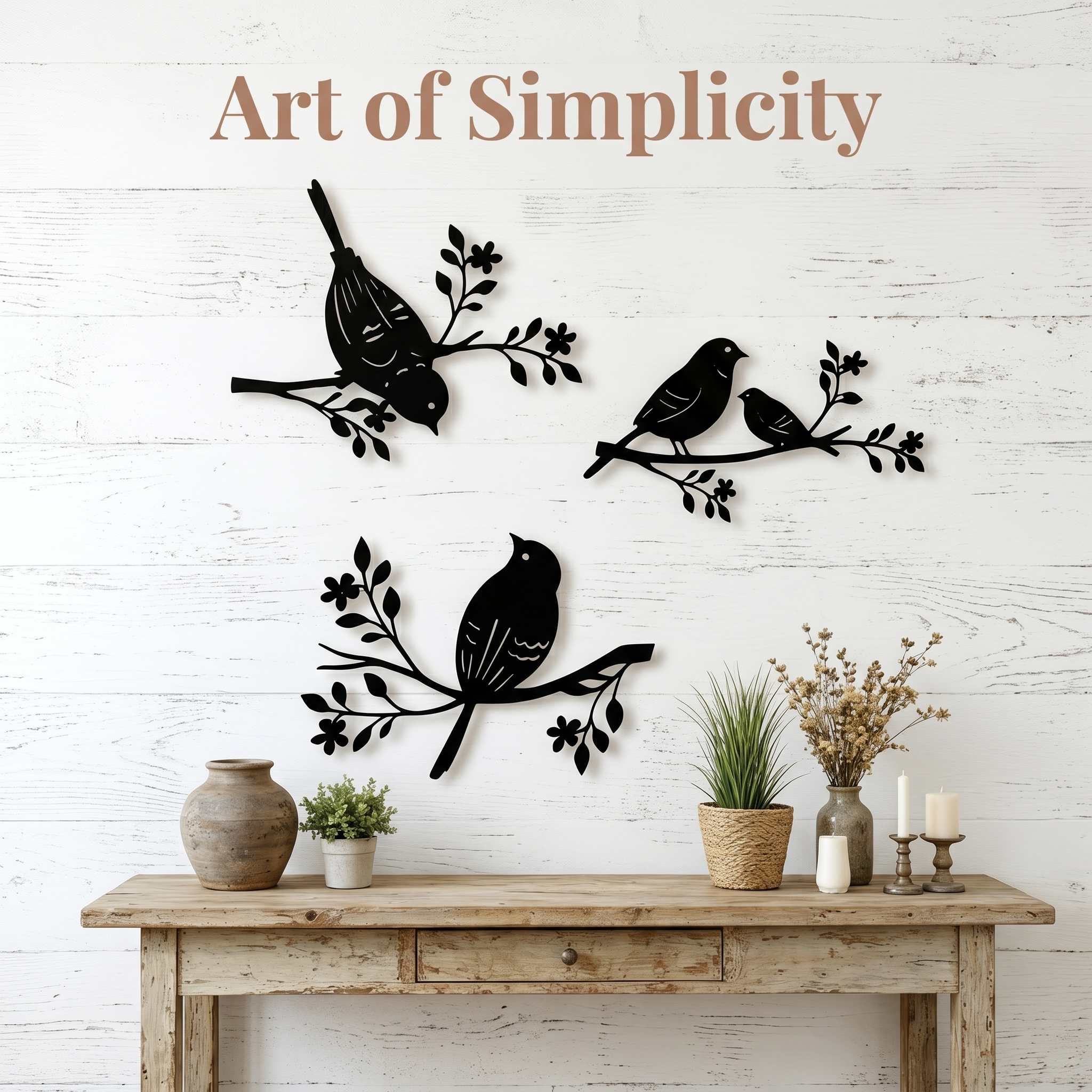 3-Piece Metal Bird Wall Art Decor