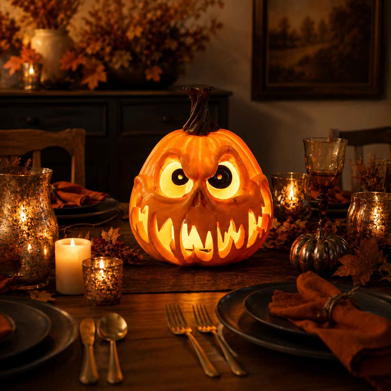 Lighted Halloween Pumpkin Tabletop Decor