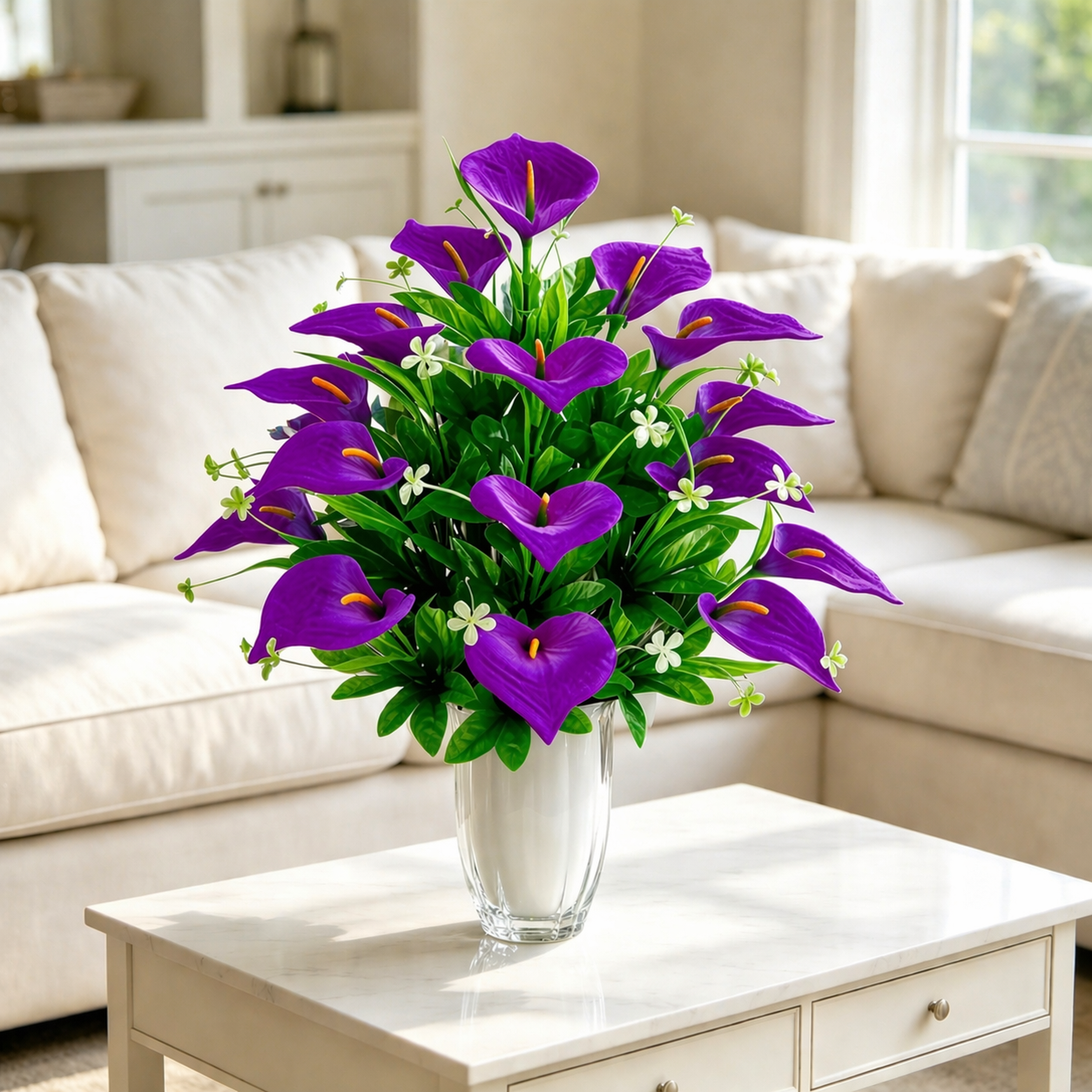 2-Bundle 36-Head Realistic Blue Calla Lily Bouquet
