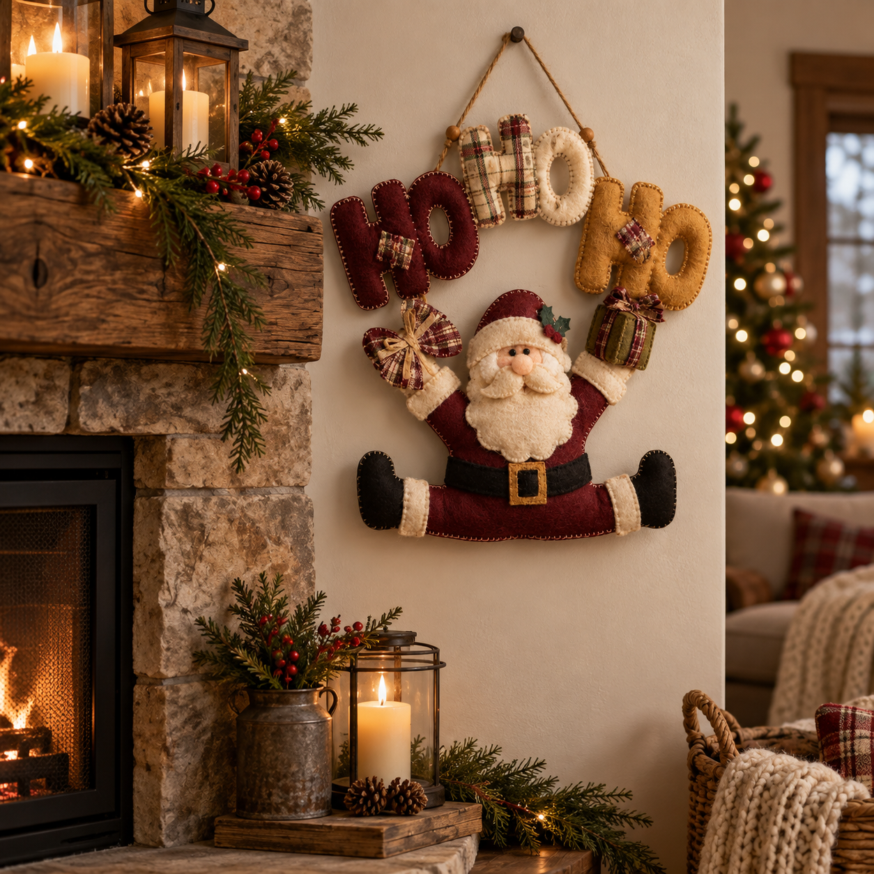 Lighted Santa Claus Christmas Door Hanger