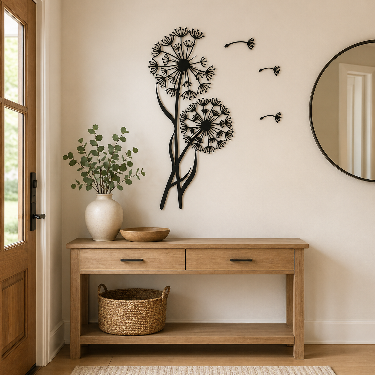 Black Metal Dandelion Wall Art Decor
