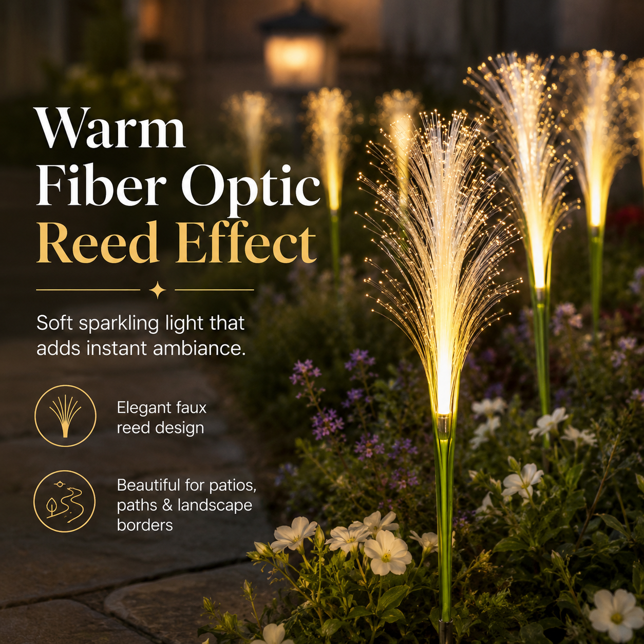 2-Pack 28in Solar Fiber Optic Reed Garden Lights