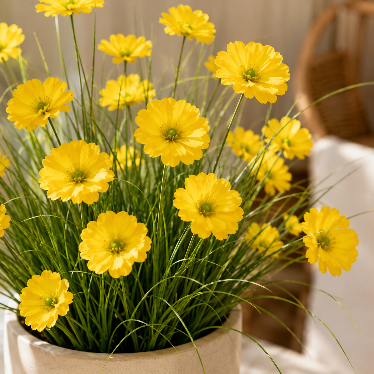 23.6 in Yellow Faux Flower Grass Bundle