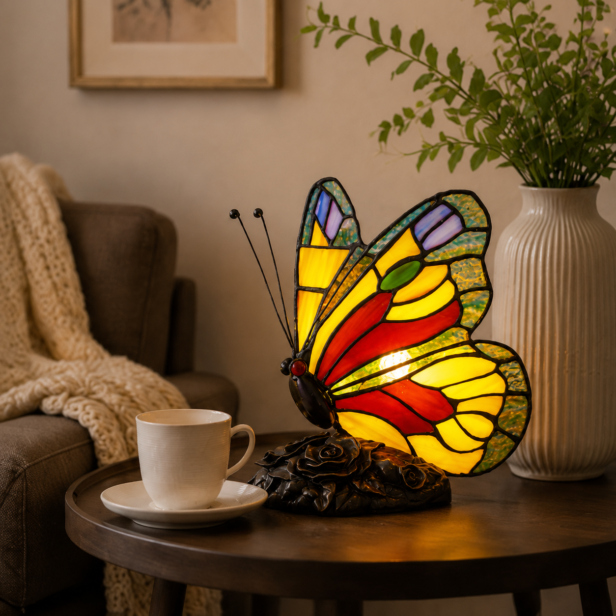 Stained Butterfly Accent Lamp