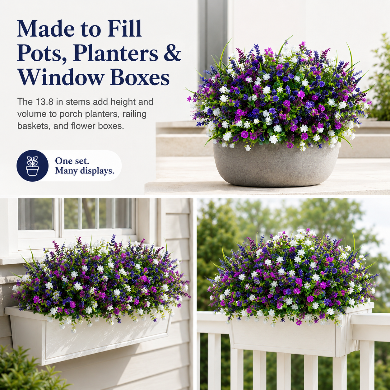 8-Piece Set of Outdoor Realistic Artificial Flowers
