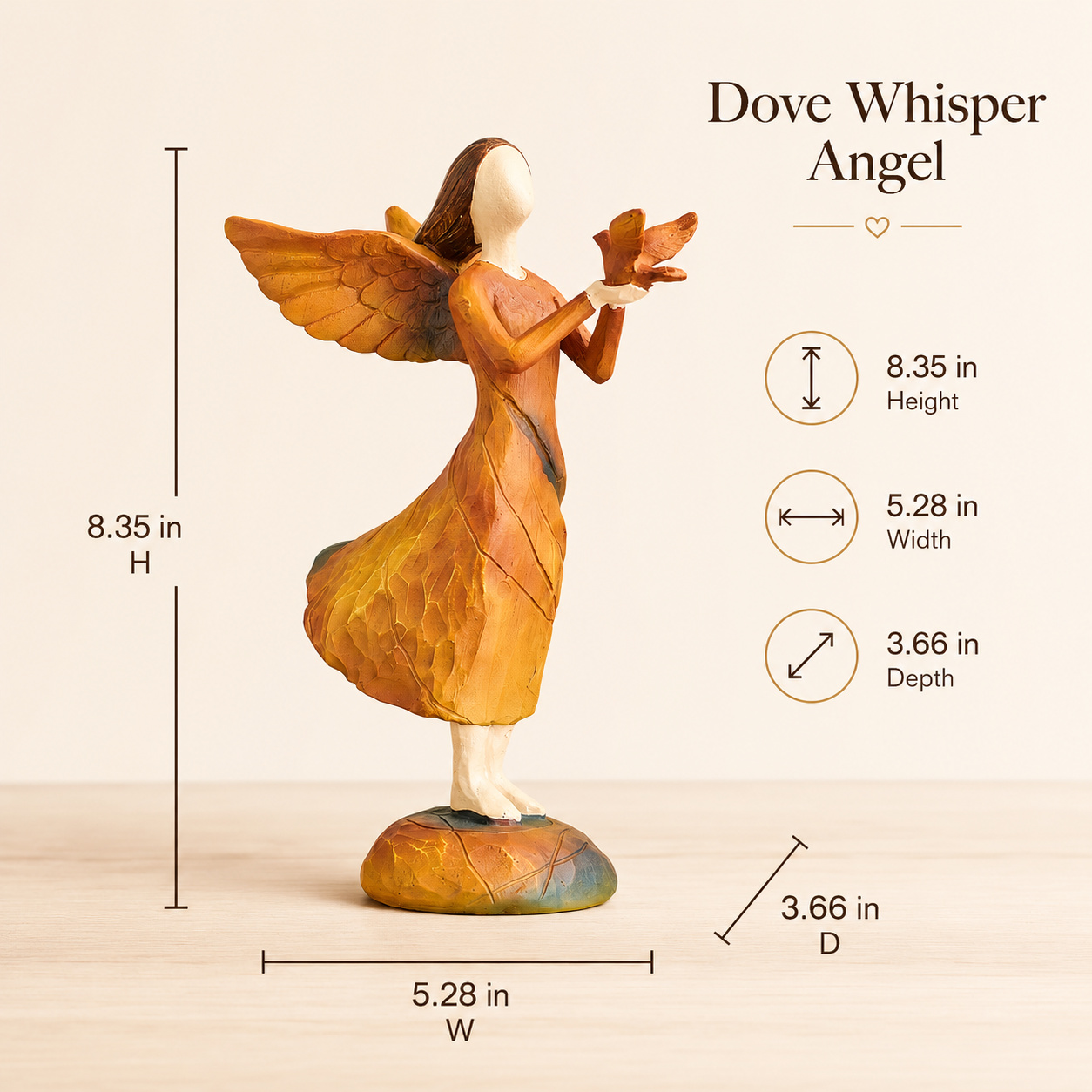 Faceless Resin Tabletop Figurine, Hand-Painted Style Angel or Family Statue