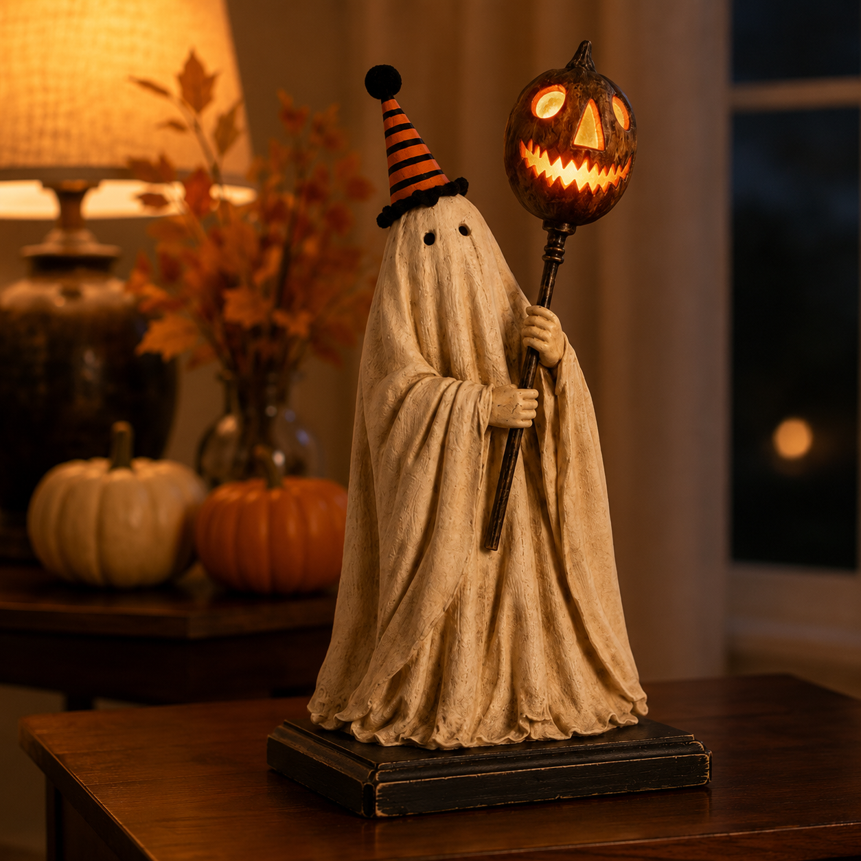 Halloween Ghost Figurine with Remote Control Light