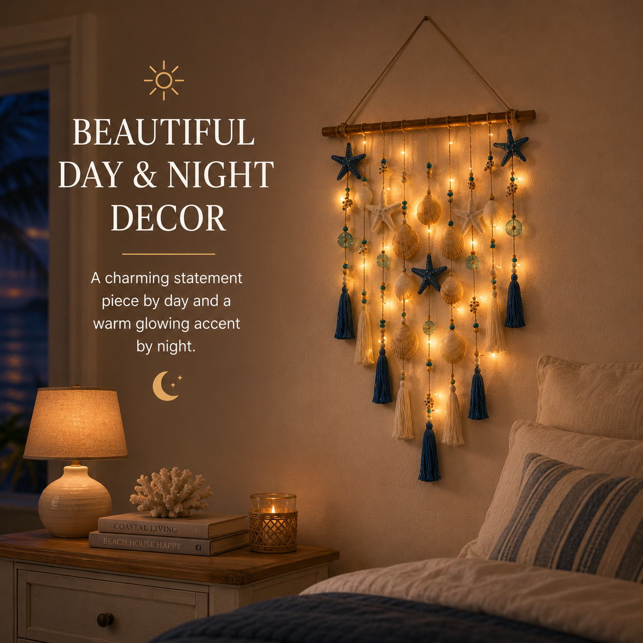 Lighted Coastal Seashell Wall Hanging Decor