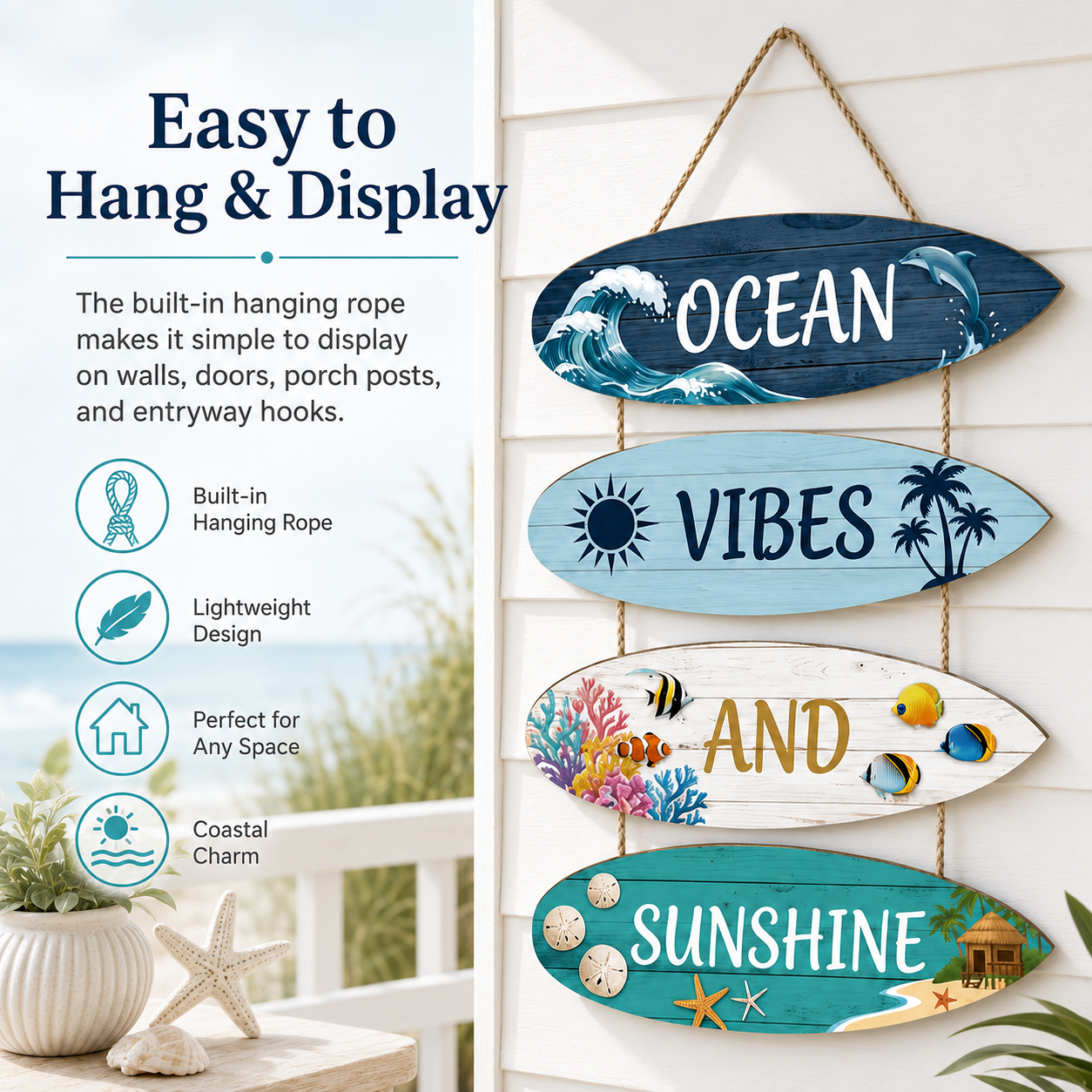 Ocean Vibes and Sunshine Surfboard Hanging