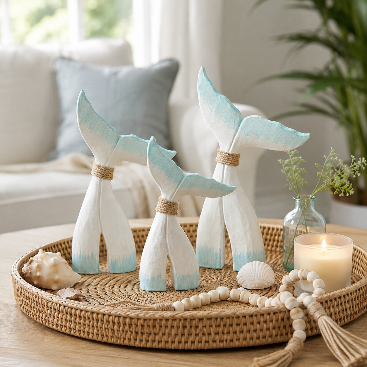 Coastal Fish Tail Table Decor Set of 3