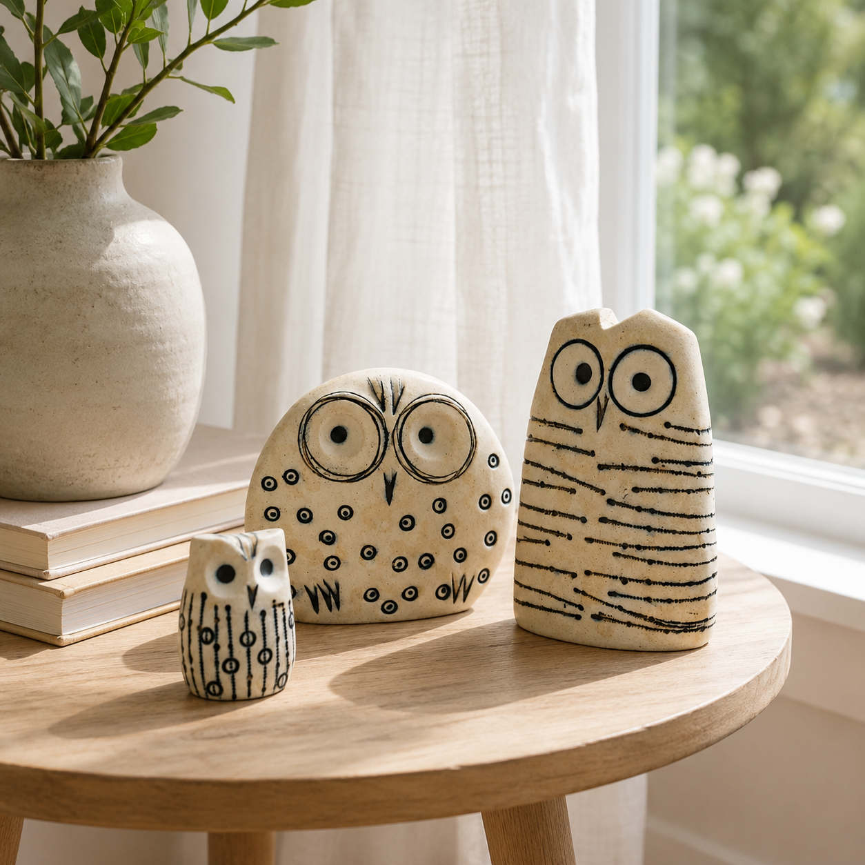 Rustic Owl Figurines Set of 3