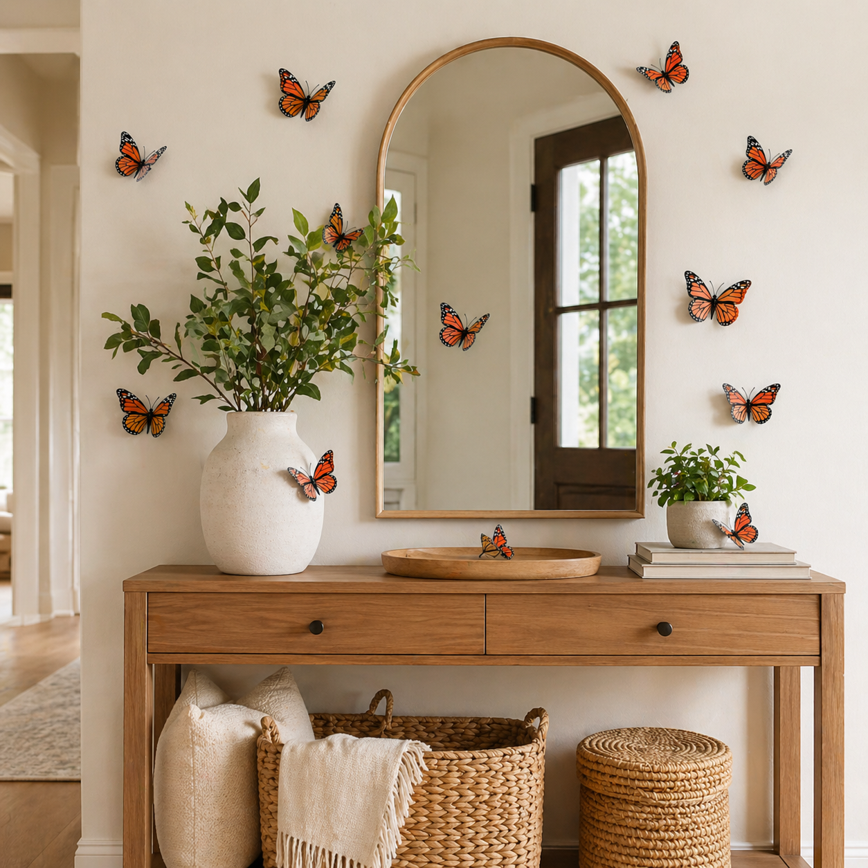24-Piece 3D Artificial Monarch Butterfly Wall Decor Set
