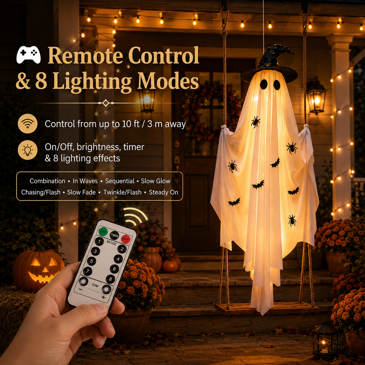 Lighted Hanging Halloween Ghost Decor