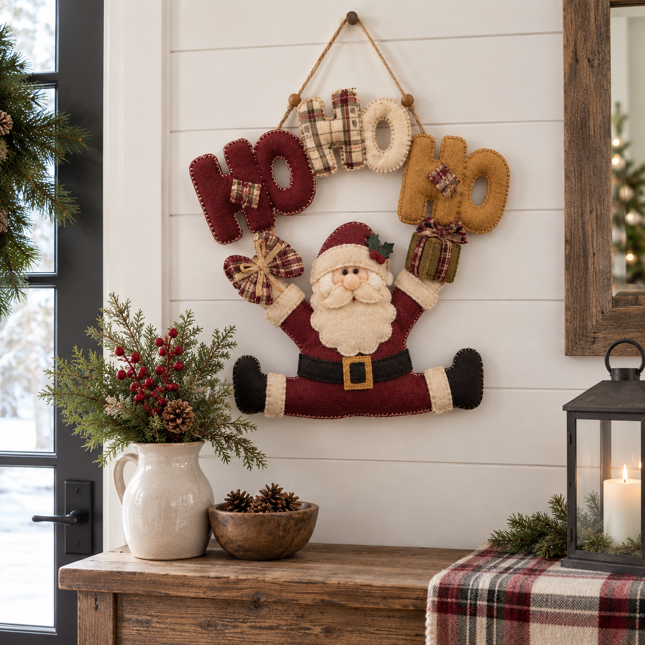 Lighted Santa Claus Christmas Door Hanger