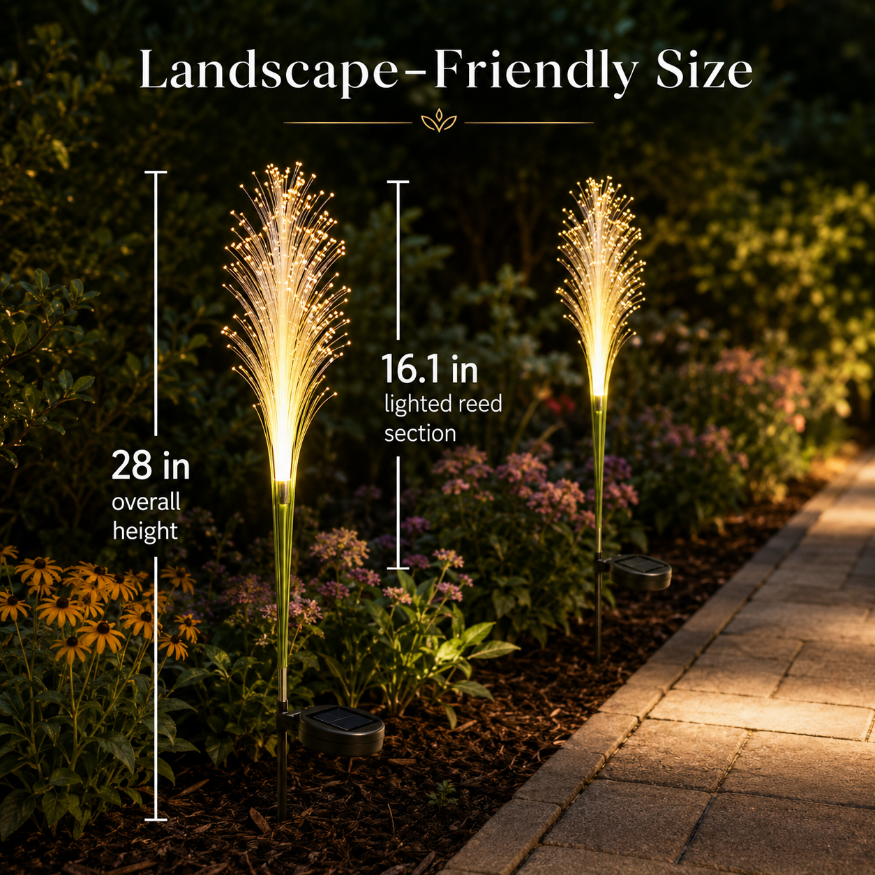 2-Pack 28in Solar Fiber Optic Reed Garden Lights