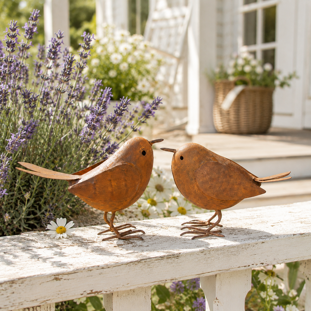 Rustic Metal Bird Figurines Set of 2