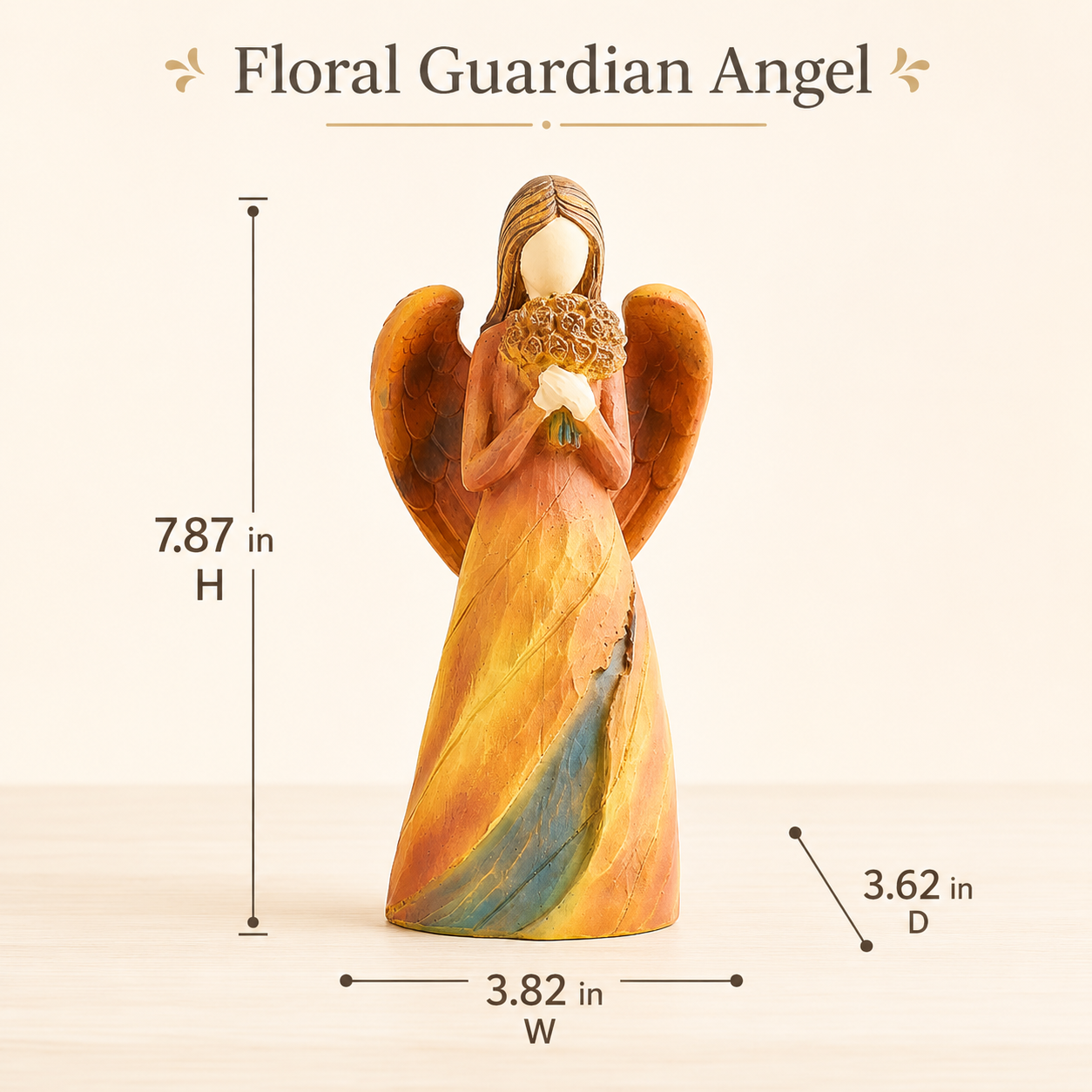 Faceless Resin Tabletop Figurine, Hand-Painted Style Angel or Family Statue