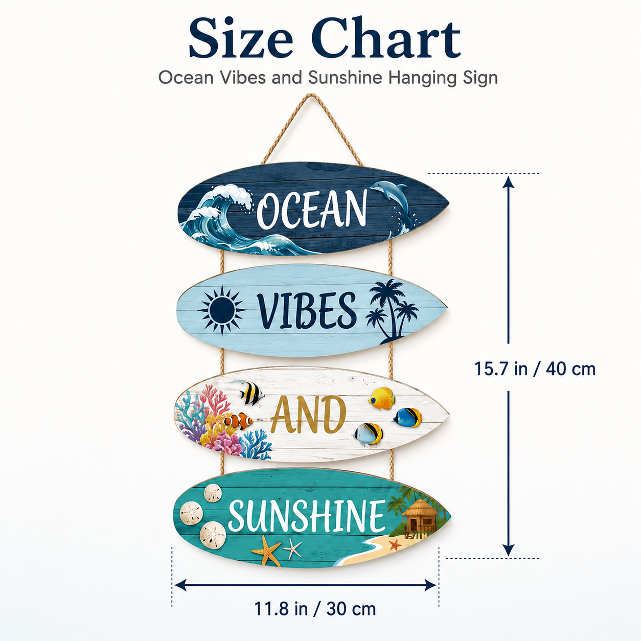 Ocean Vibes and Sunshine Surfboard Hanging