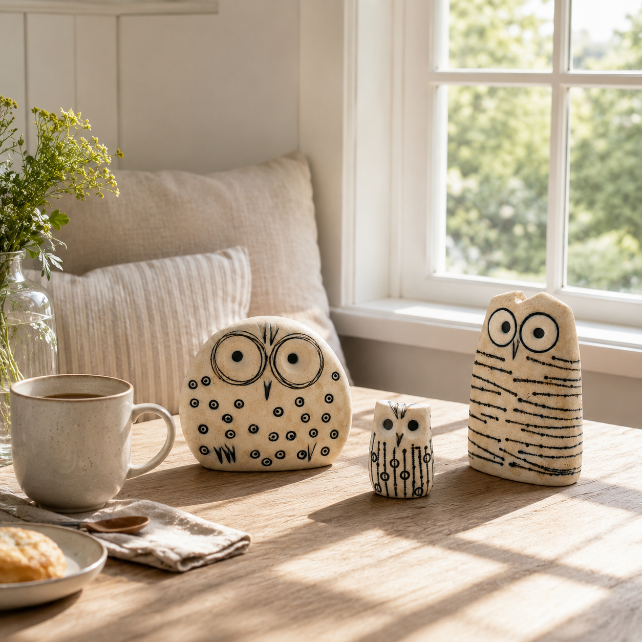 Rustic Owl Figurines Set of 3