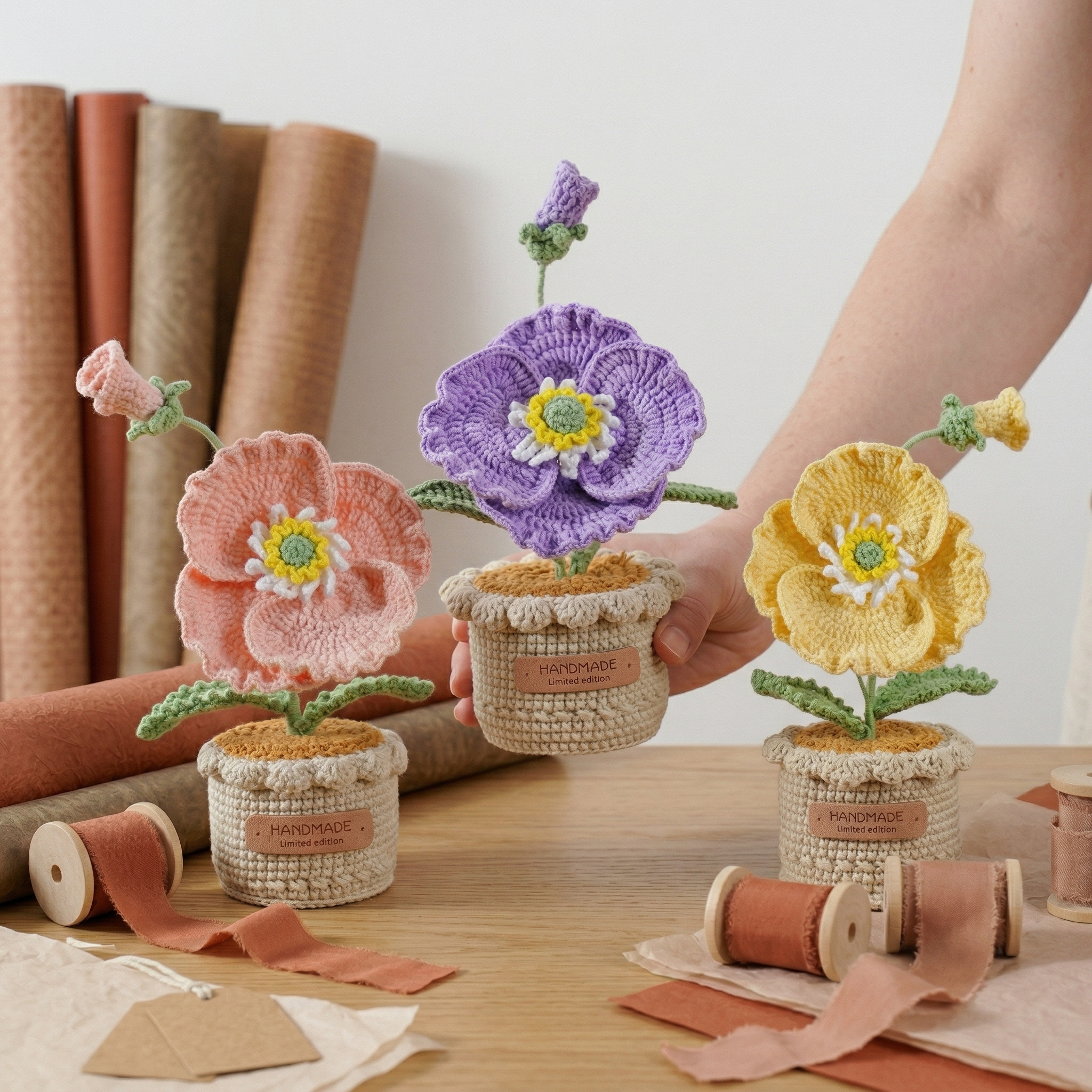 Handmade Crochet Forever Flower Pot