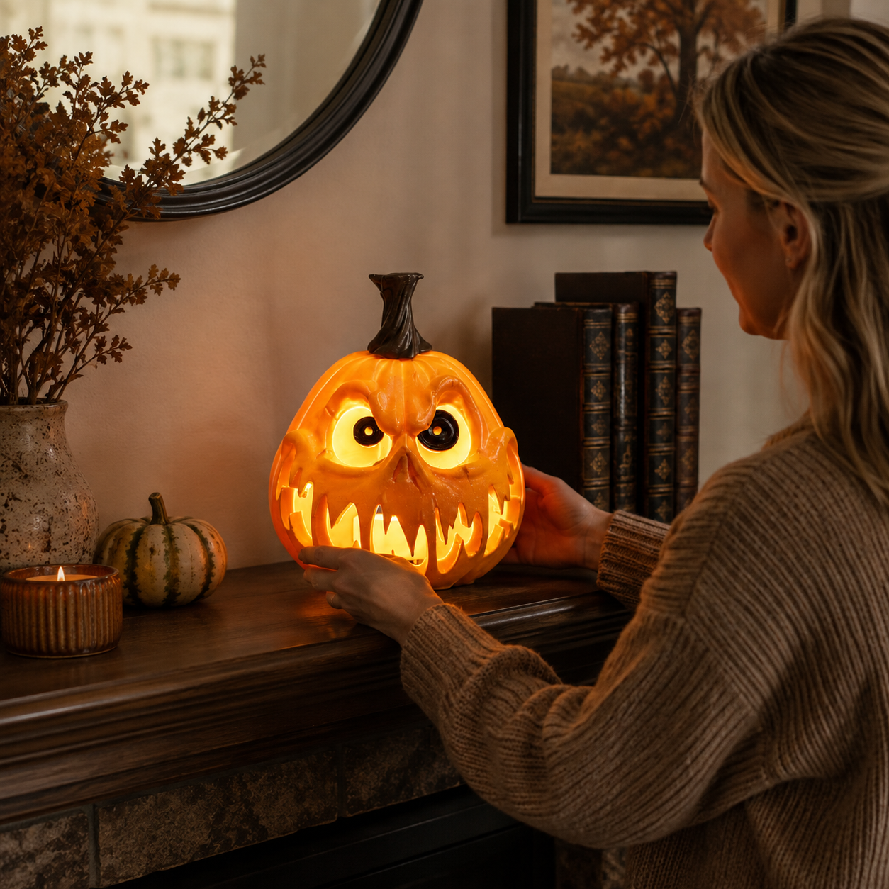 Lighted Halloween Pumpkin Tabletop Decor