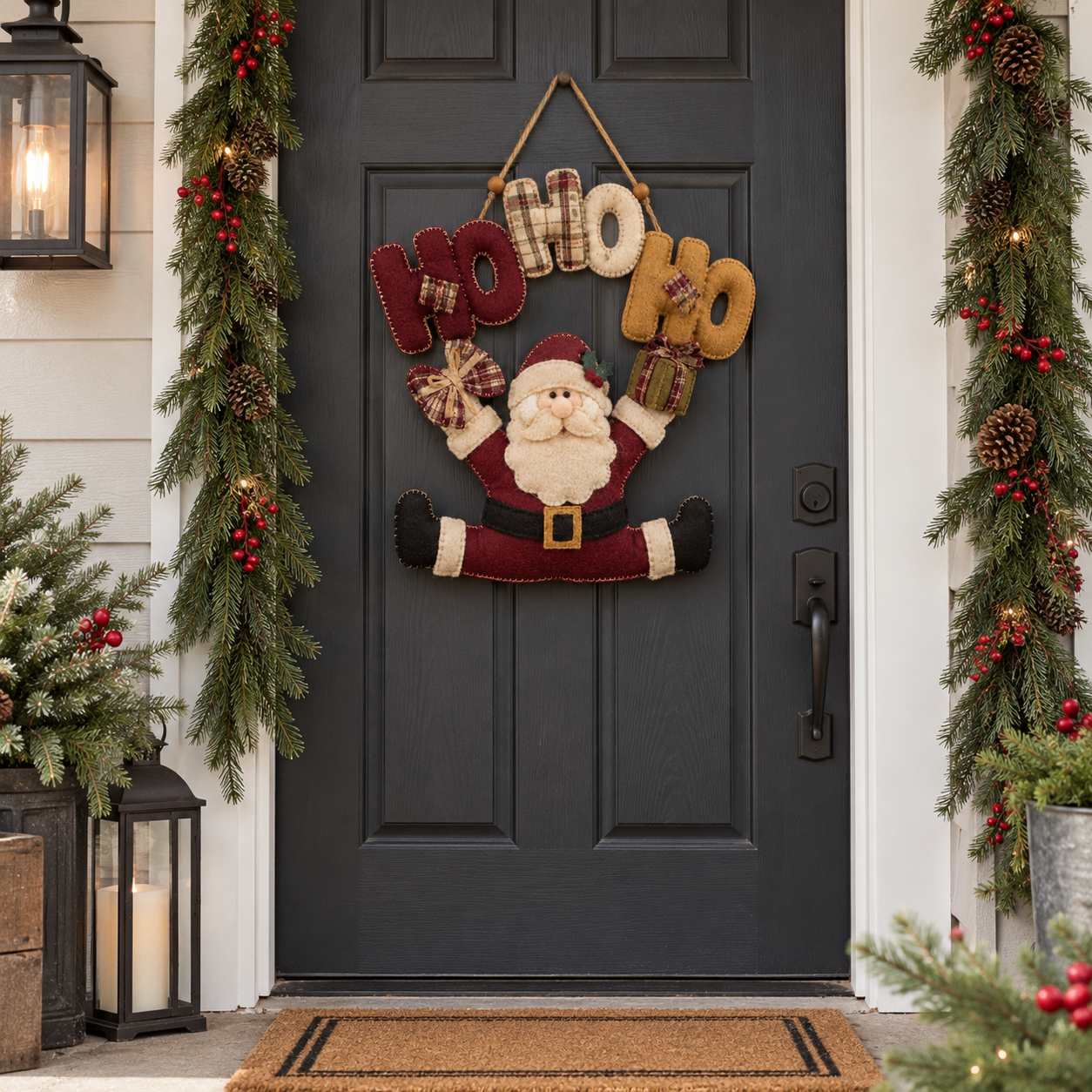 Lighted Santa Claus Christmas Door Hanger